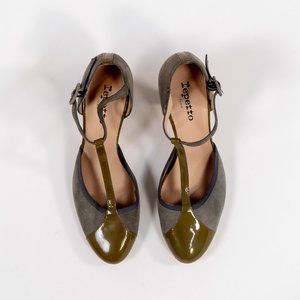 New Gray Suede Repetto T-Strap Heels Europe Size 40